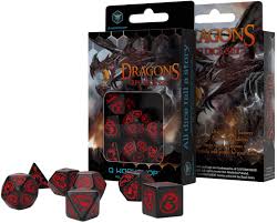 Dragons RPG Black & Red Dice Set (7)